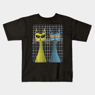 Mid Century Modern CAT Enchanting Embroidery Kids T-Shirt